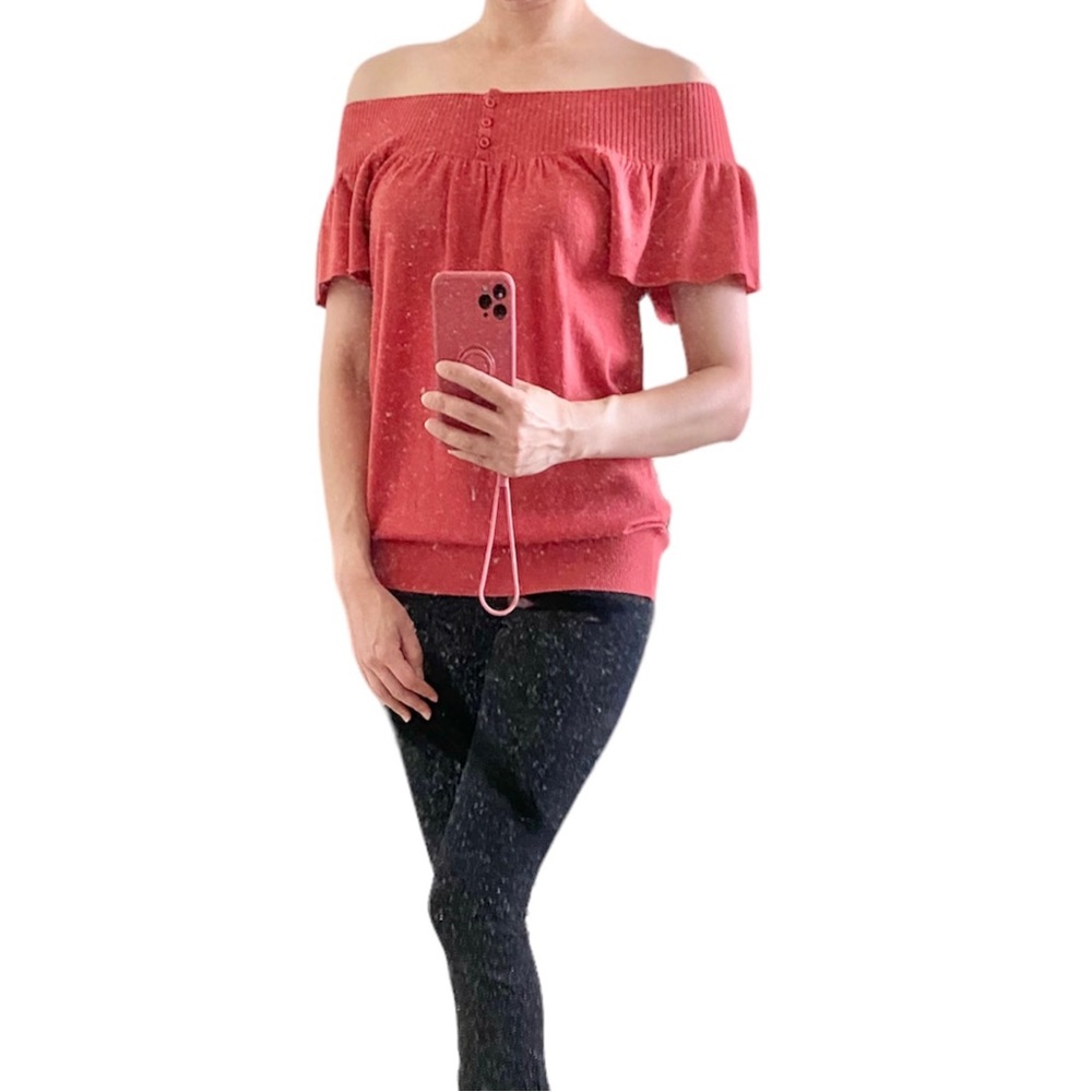 Bcbgmaxazria Off-The-Shoulder Split-Back Knit Top… - image 2